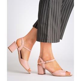 Marco Shoes Růžové sandály 0624P ze zajímavé kůže růžový 1