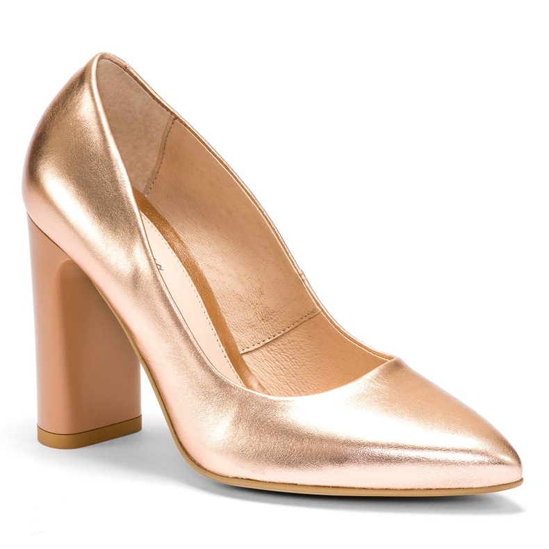 Marco Shoes Elegantní metalický kožený člun s vyšším podpatkem vícebarevný pomerančový 2