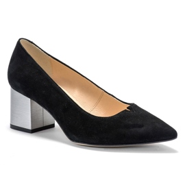 Marco Shoes Černé semišové boty 1038P, ocelová pata černý 2