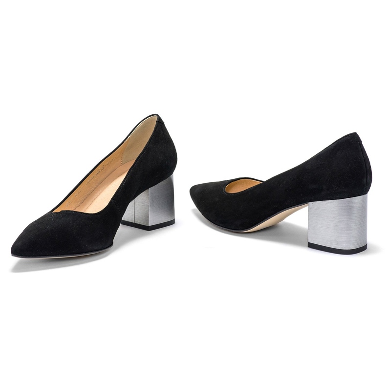 Marco Shoes Černé semišové boty 1038P, ocelová pata černý 1
