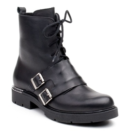 Marco Shoes Dámské šněrovací boty 1364B s dvojitou sponou černý 2