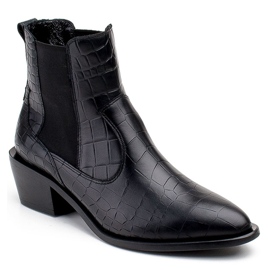 Marco Shoes Dámské kotníkové boty v kovbojském stylu s motivem hadí kůže černý 1