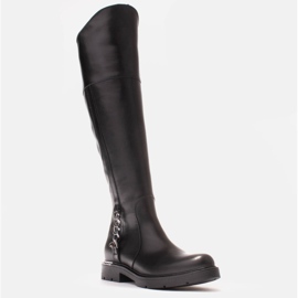 Marco Shoes Vysoké boty s gumou a řetízkem černá 1 Marco Shoes Vysoké boty s gumou a řetízkem černá 1