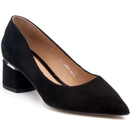 Marco Shoes Černé semišové lodičky s květinovým vzorem černý 1