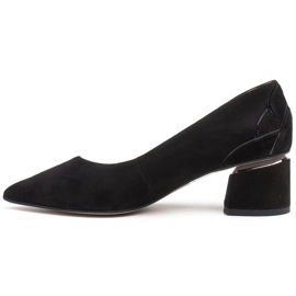 Marco Shoes Černé semišové lodičky s květinovým vzorem černý 2