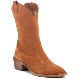 Marco Shoes Měděné kozačky z přírodního semiše hnědý 1