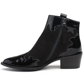 Marco Shoes Černé kozačky z přírodního semiše s přídavkem laku černý 2
