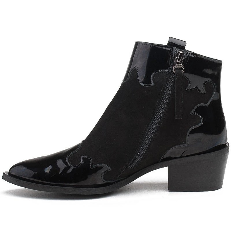 Marco Shoes Černé kozačky z přírodního semiše s přídavkem laku černý 2