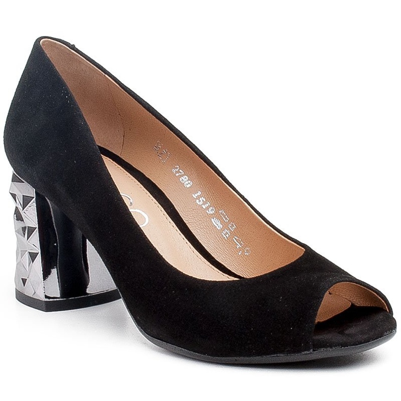 Marco Shoes Černé semišové lodičky s 3D metalickou patou černý 1