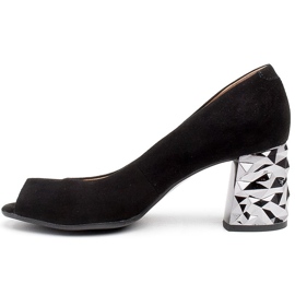 Marco Shoes Černé semišové lodičky s 3D metalickou patou černý 2