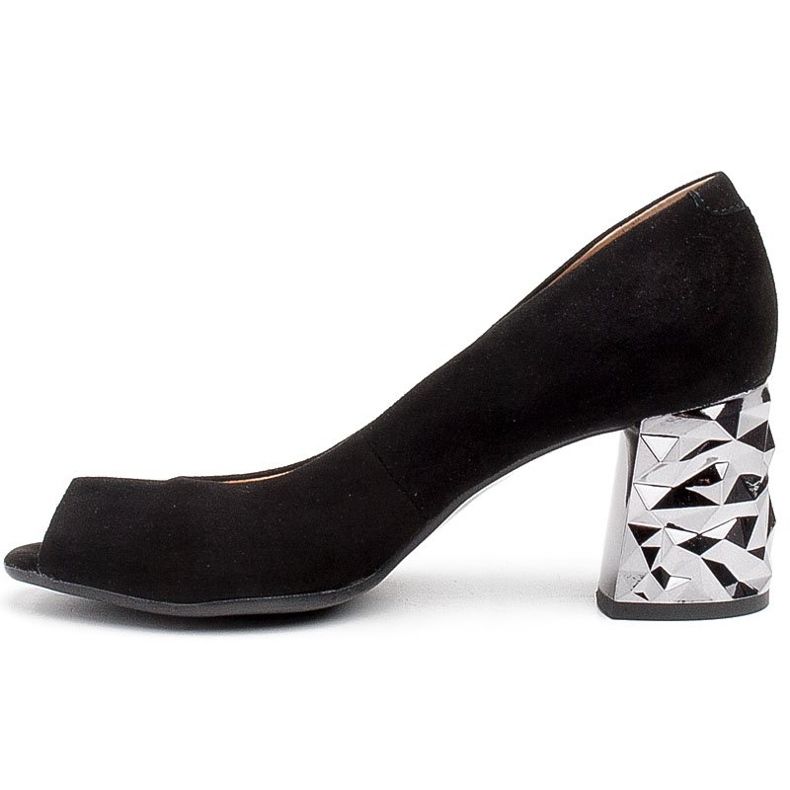 Marco Shoes Černé semišové lodičky s 3D metalickou patou černý 2