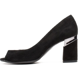 Marco Shoes Černé semišové lodičky s kovovým podpatkem černá 2