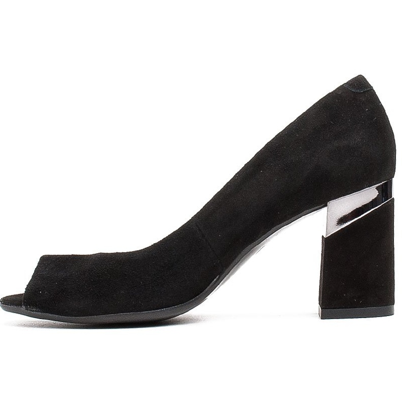Marco Shoes Černé semišové lodičky s kovovým podpatkem černá 2