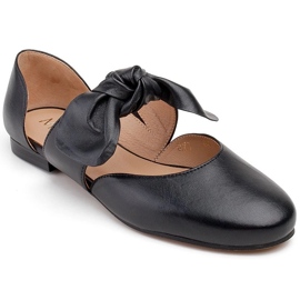 Marco Shoes Černé balerínky 1531P s černou mašlí černý 1