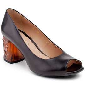 Marco Shoes Černé sandály 1519P s 3D jantarovou patou černý 1