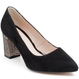 Marco Shoes Černé lodičky 1066P s podpatkem, houndstooth vzorem černý 1