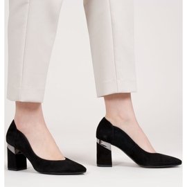 Marco Shoes Černé semišové lodičky s kovovým podpatkem černá 1