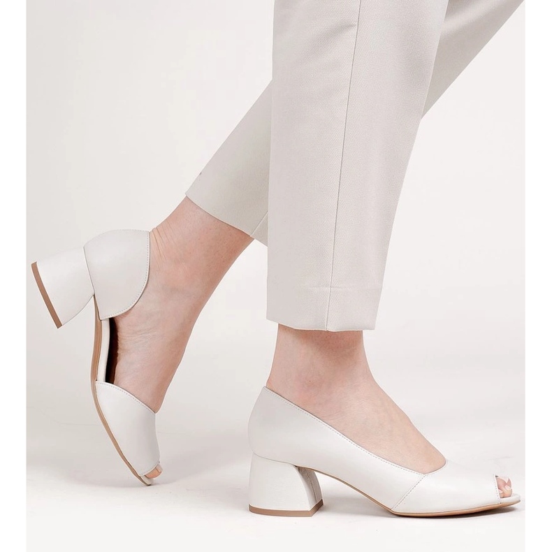 Marco Shoes Kožené bílé lodičky 1505P bílý 2