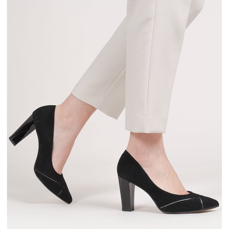 Marco Shoes Černé semišové lodičky se vzorem černý 2