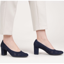 Marco Shoes Tmavě modré lodičky s perforací pro širší nohu námořnická modř 1