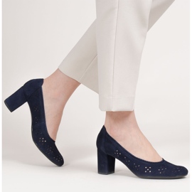Marco Shoes Tmavě modré lodičky s perforací pro širší nohu námořnická modř 2