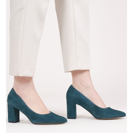 Marco Shoes Modré lodičky z přírodního semiše modrý 1