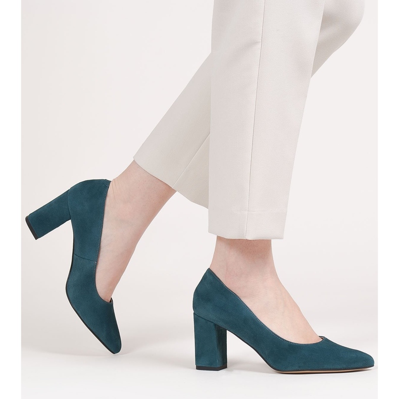 Marco Shoes Modré lodičky z přírodního semiše modrý 2