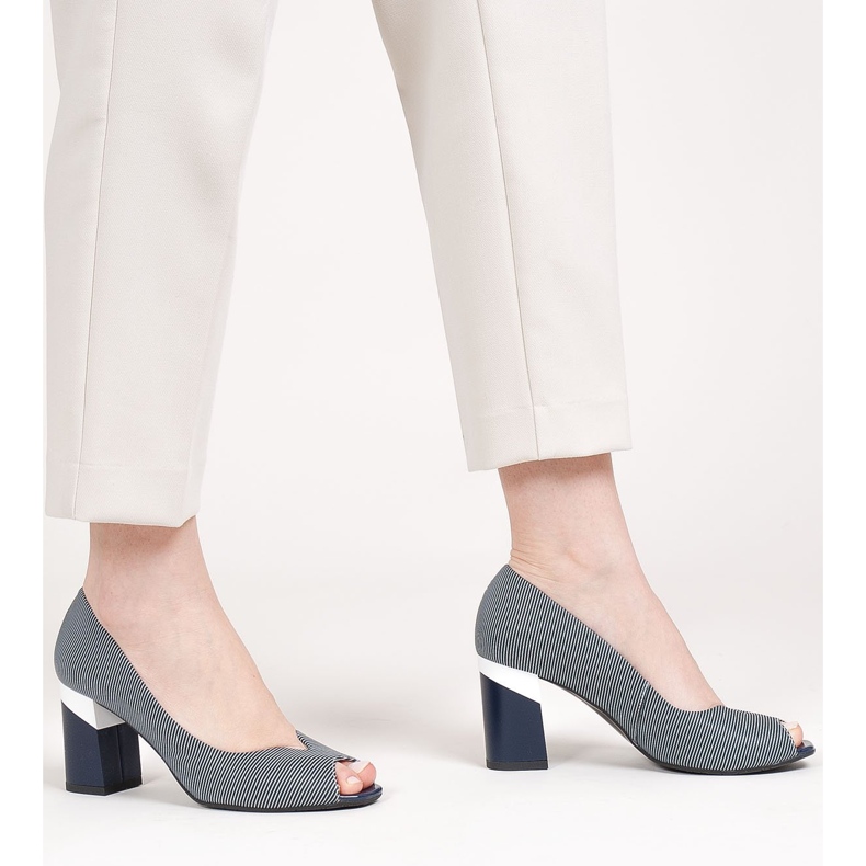 Marco Shoes Námořnická modř pruhované lodičky 1636P 1