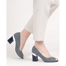 Marco Shoes Námořnická modř pruhované lodičky 1636P 2