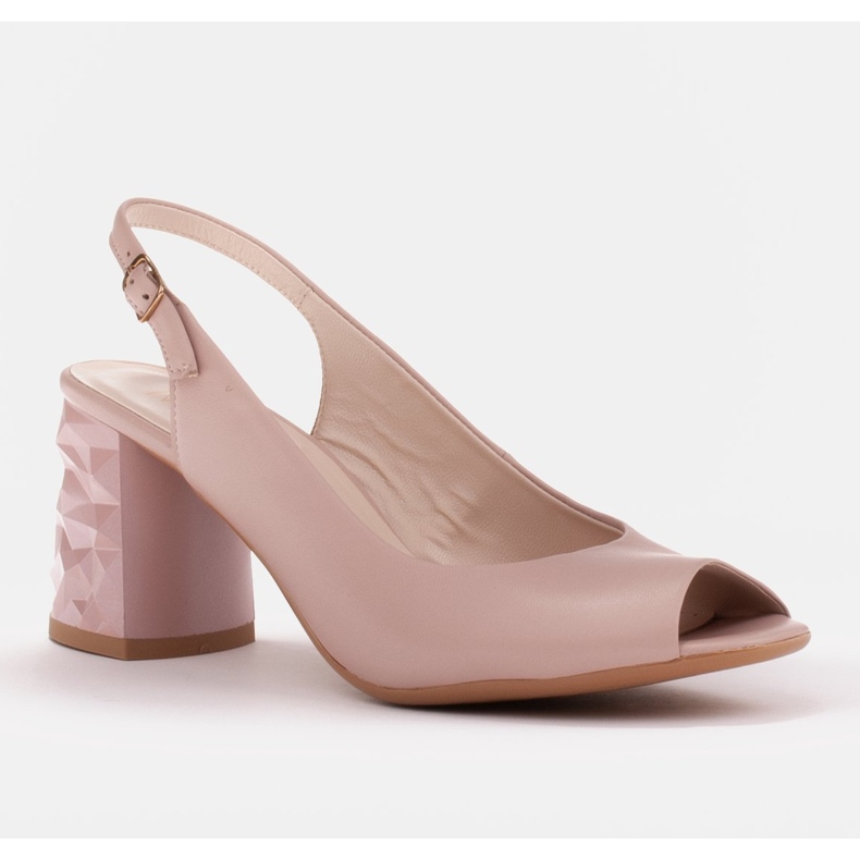 Marco Shoes Růžové 3D sandály na vysokém podpatku růžový 1