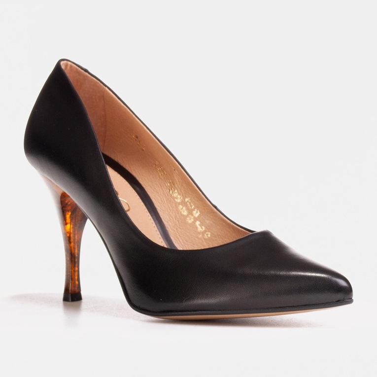 Marco Shoes Černé podpatky 1599P s jantarovou patou černá 1