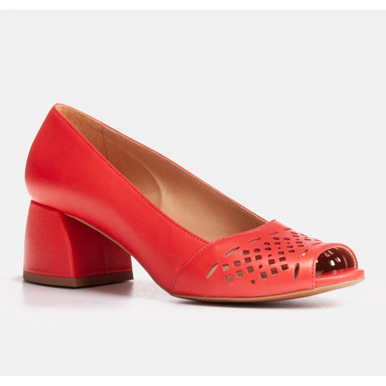Marco Shoes Červené lodičky s perforovanou přední částí červený 1