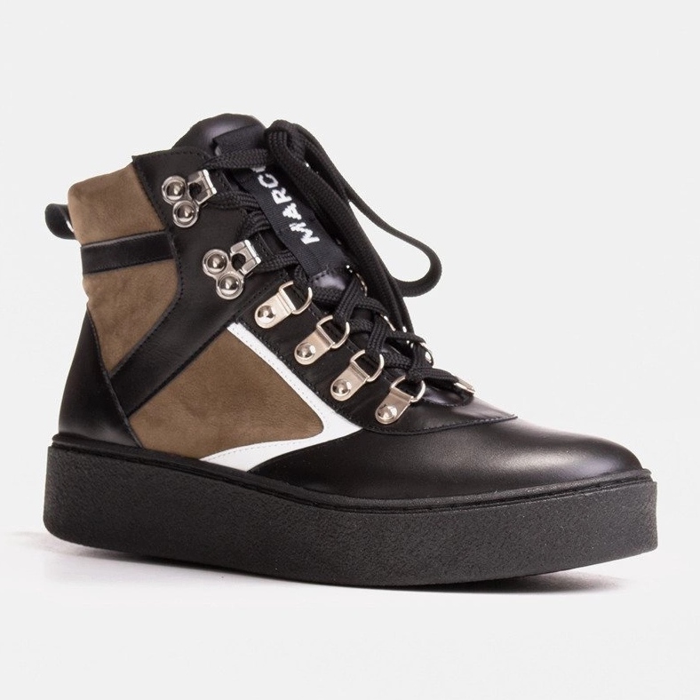 Marco Shoes Černé a zelené kožené sportovní boty černý zelený 1