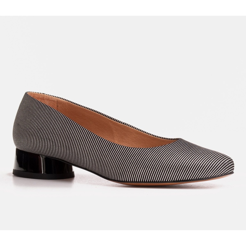 Marco Shoes Pruhované balerínky z lícové kůže černá 1