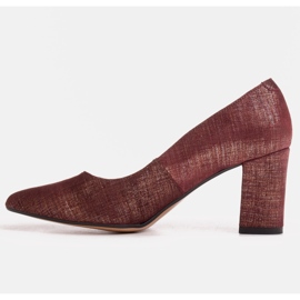 Marco Shoes Kaštanové lodičky 1527P vyrobené z přírodního semiše červený 1