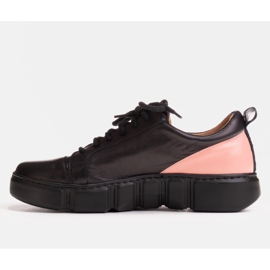 Marco Shoes Kožené tenisky s růžovou vsadkou černý 1