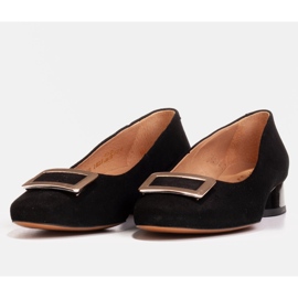 Marco Shoes Černé semišové lodičky s ozdobou černý 1