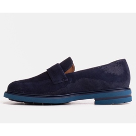 Marco Shoes Tmavě modré mokasíny s velurovým zdobením námořnická modř 1