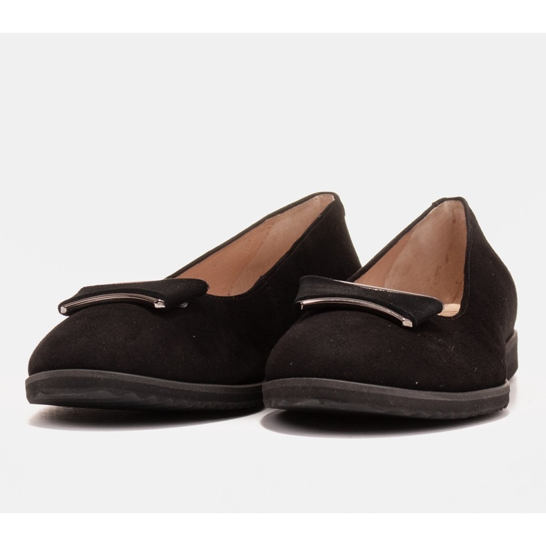 Marco Shoes Černé semišové kožené balerínky černý 1
