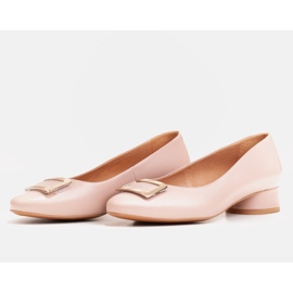 Marco Shoes Růžové kožené balerínky se zlatým zdobením růžový 1