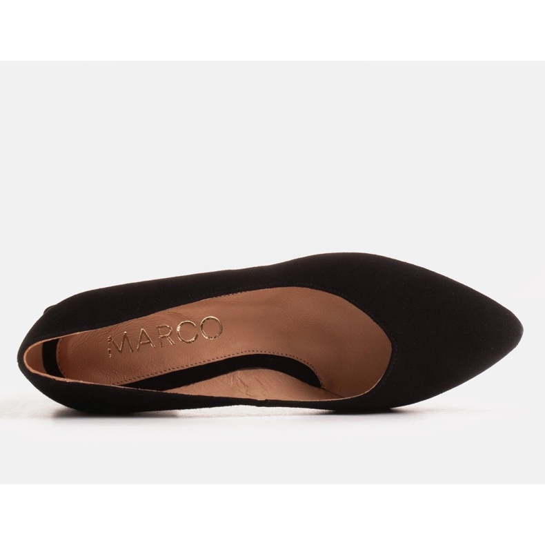 Marco Shoes Černé kožené lodičky s chromovou patou černá 1