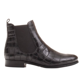 Marco Shoes Ploché kožené kotníkové boty s elastickou gumou ve svršku černý 1