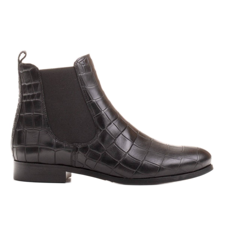 Marco Shoes Ploché kožené kotníkové boty s elastickou gumou ve svršku černý 1