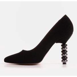 Marco Shoes Černé semišové podpatky s kamínky černý 1