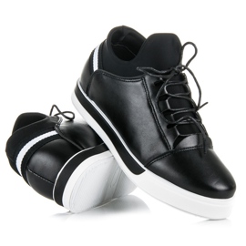 Ideal Shoes Černé sportovní boty na šněrování černý 1