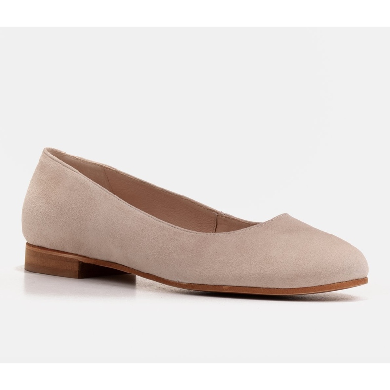 Marco Shoes Elegantní balerínky z béžového přírodního semiše béžový 1