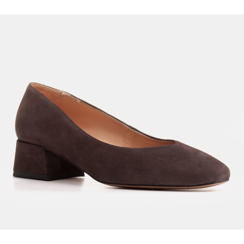 Marco Shoes Hnědé semišové lodičky s výstřihem do V. hnědý 1