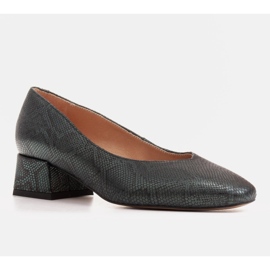 Marco Shoes Lodičky ze zelené hadí kůže s výstřihem do V. zelená 1