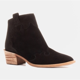 Marco Shoes Elegantní kožené kotníkové boty na nízkém podpatku černý 2