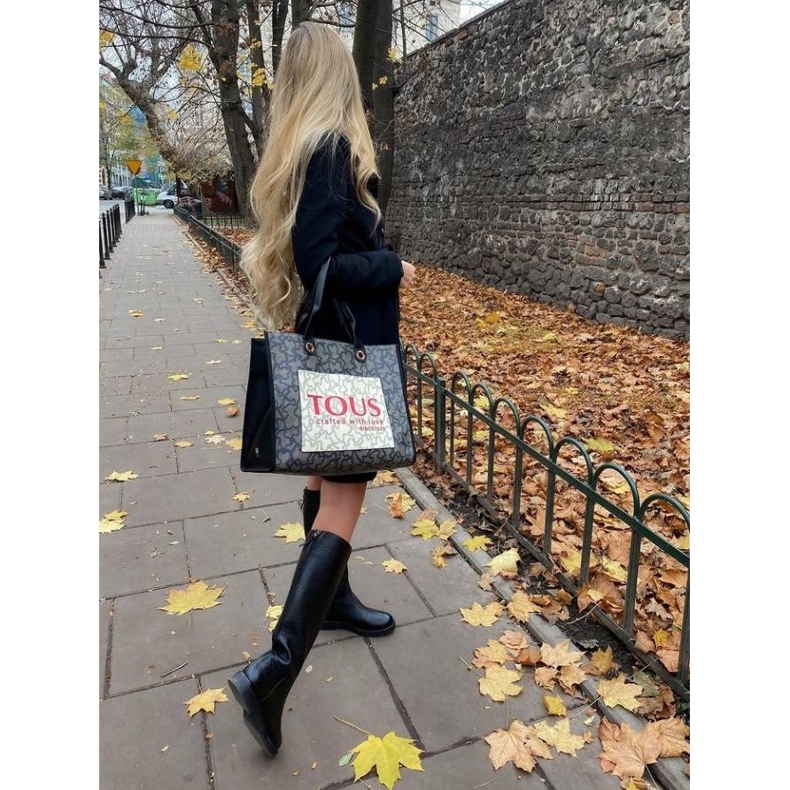 Marco Shoes Vysoké ploché kozačky z přírodní ražené kůže černá 1